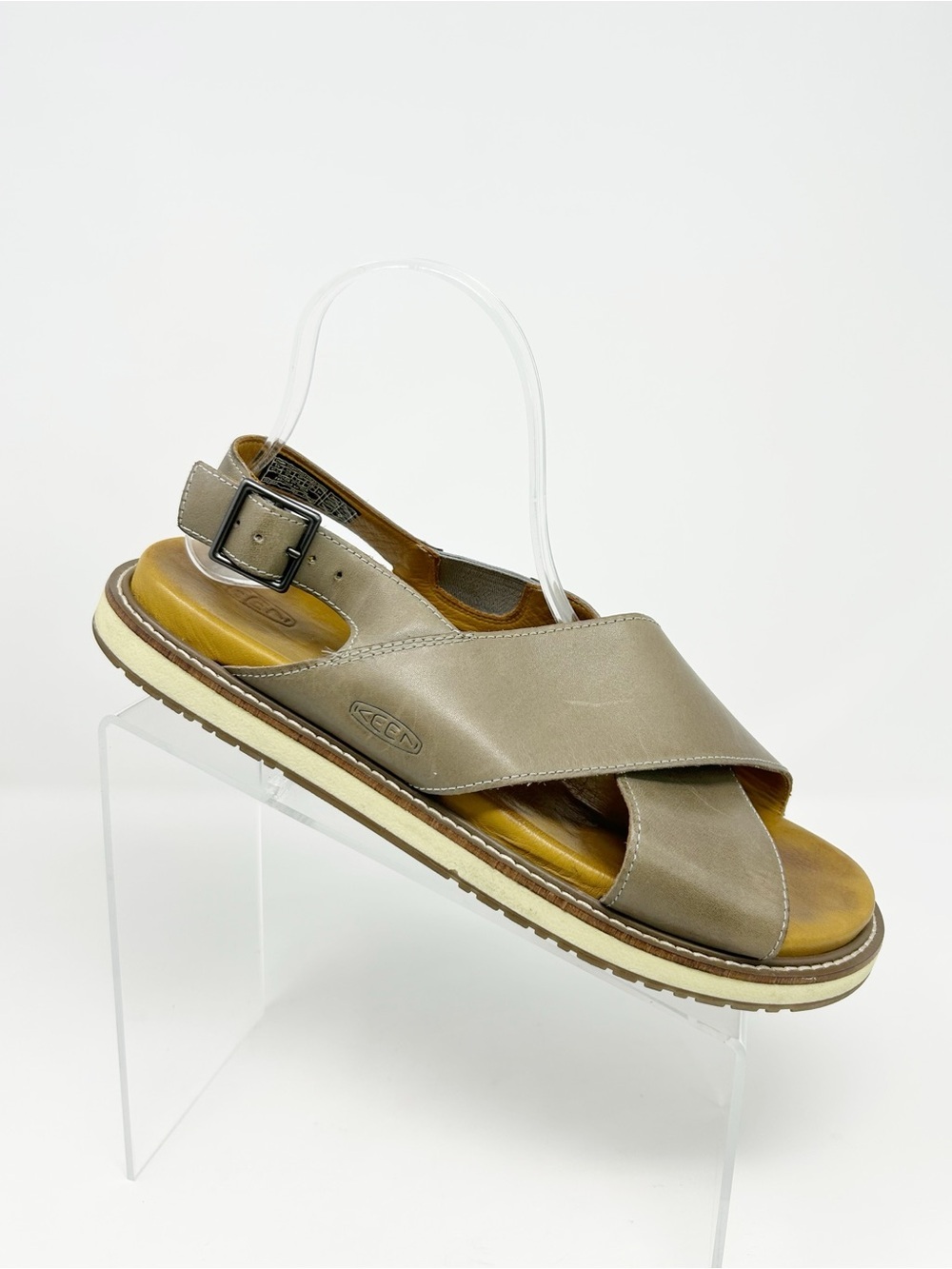 KEEN Lana Cross Strap Slingback Sandals Womens Taupe Brown Criss Cross Size 10